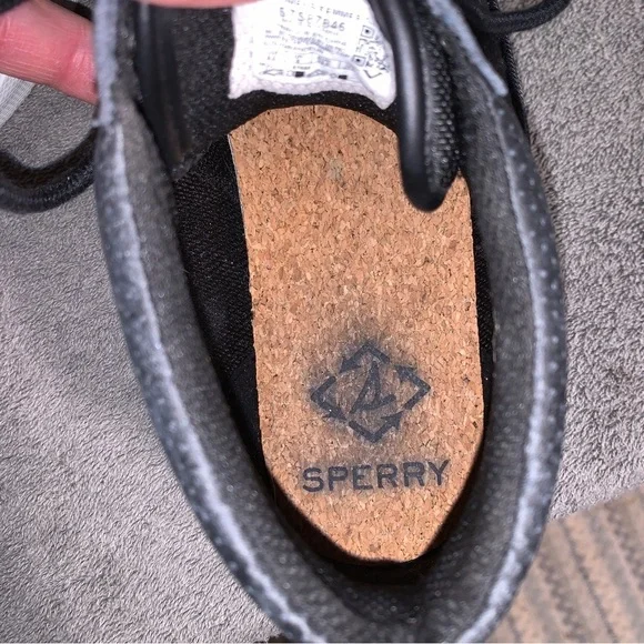 Sperry Shoes Womens 8.5 Soletide Mid Seacycled Sneakers Black Leather STS87846 - Picture 6 of 7